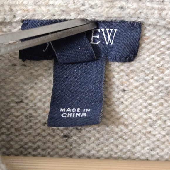 J CREW Men's Lambswool Blend Sweater Sz M Light Brown Shawl Collar Zip Neck - Picture 5 of 11